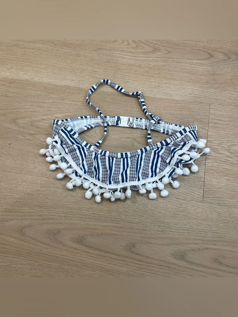Stella Cove Navy & White Striped Bikini Set with Pom Trim